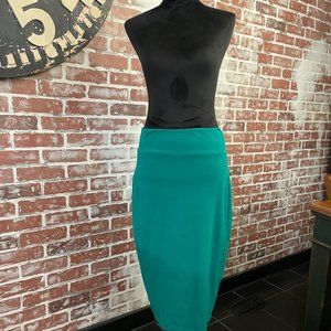 Green stretch pencil skirt
